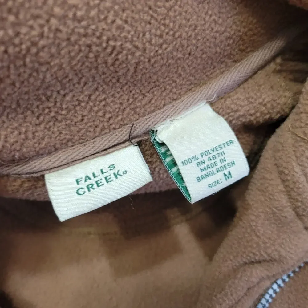 Falls Creek Quarter Zip Sweater Men Medium Brown Collared Polyester Sherpa Style